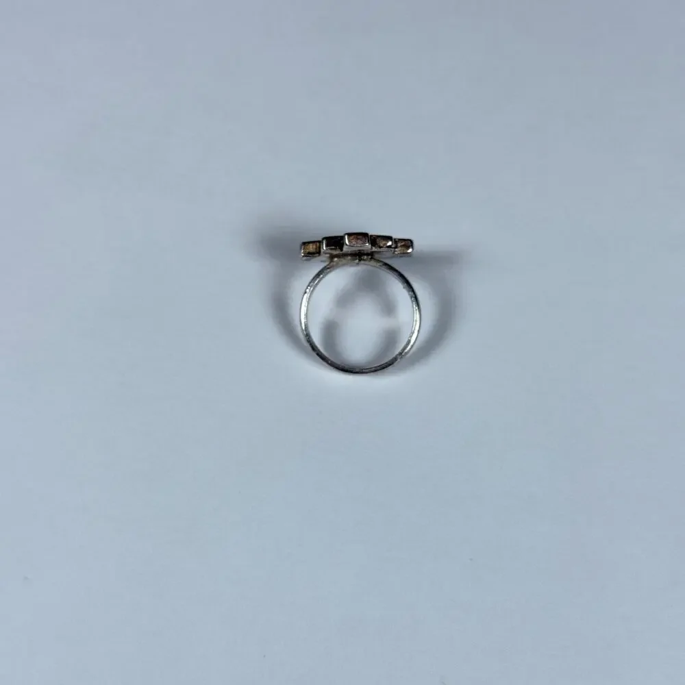 Four Directions Totem Peruvian 950 Silver Turqoise size 5us vintage ring